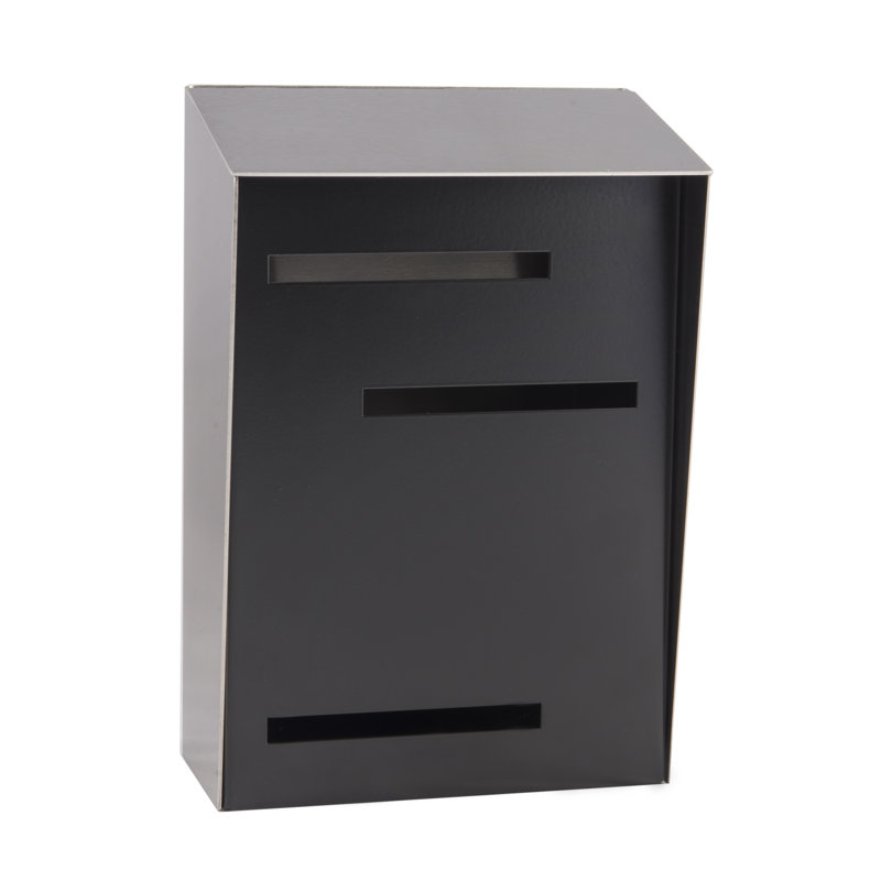 Modern Black and Silver Steel Wall Mounted Mailbox