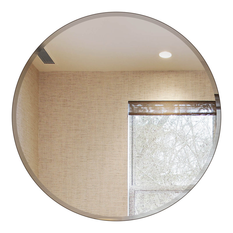 36" Round Frameless Beveled Wall Mirror
