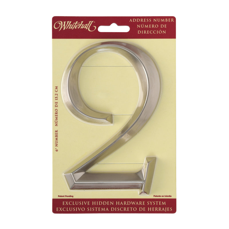 6-Inch Polished Nickel Metal Number 2 House Address