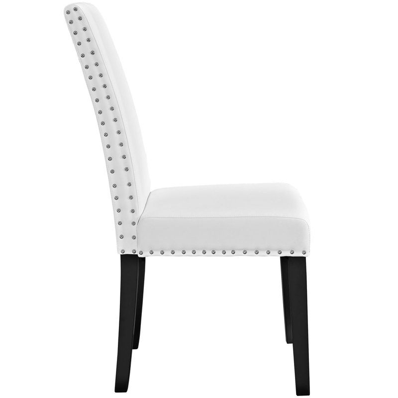 Elegant White Faux Leather Parsons Dining Chair with Nail-Head Trim