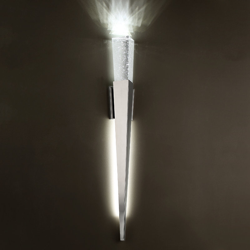 Polished Nickel LED Wall Sconce with Clear Seeded Glass