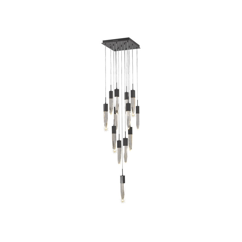 Aspen Crystal Cascade 13-Light LED Chandelier in Polished Nickel
