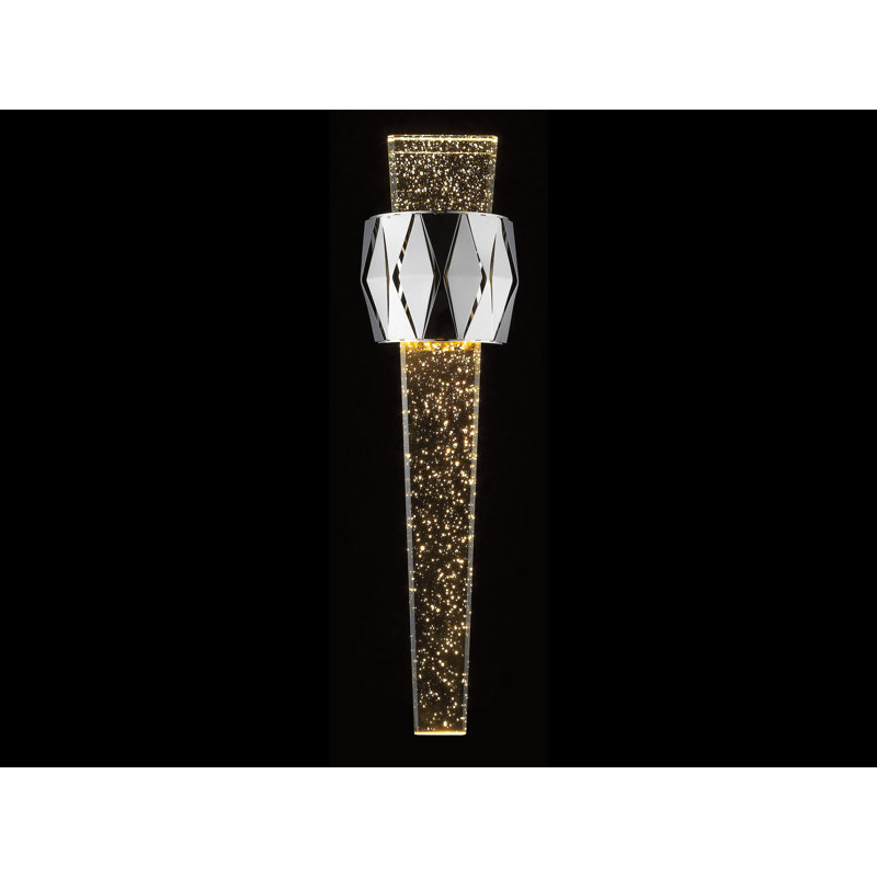 Regal Glacier Diamond-Pattern Nickel Wall Sconce with Crystal Shade
