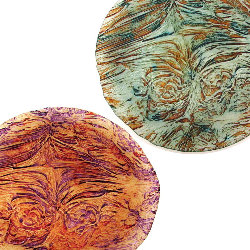 Handmade Purple and Orange Round Glass Platter