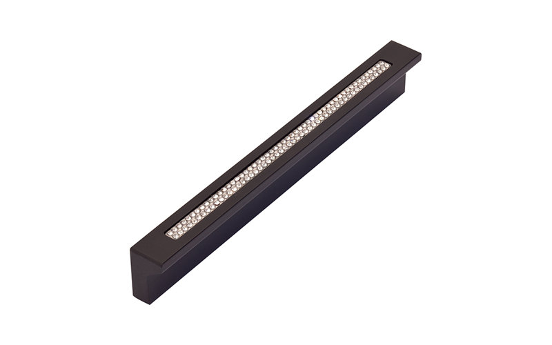 Matte Black Crystal Inset Bar Pull with Mounting Hardware