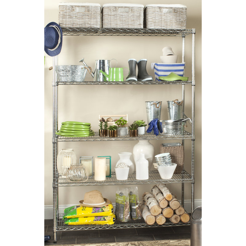 Echo Adjustable 49'' Gray Steel 5-Tier Shelving Unit