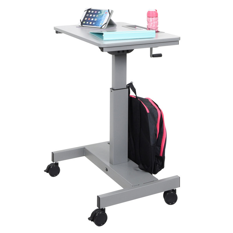 ErgoFlex Gray Steel Adjustable Height Mobile Sit/Stand Desk
