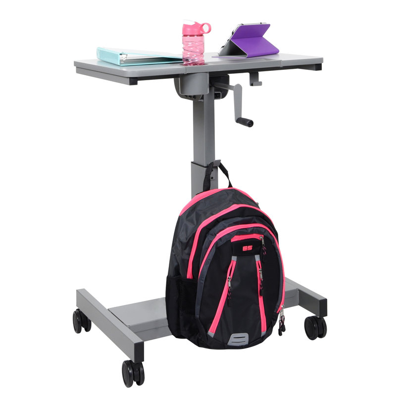 ErgoFlex Gray Steel Adjustable Height Mobile Sit/Stand Desk
