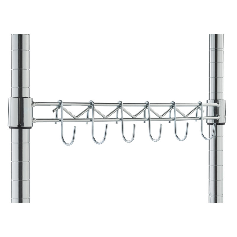 Adjustable Black 5-Tier Chrome Wire Shelving Unit with Hooks