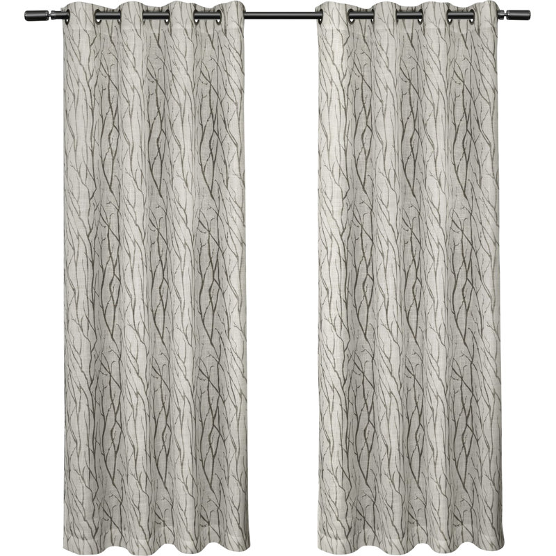 Dove Gray Light-Filtering Linen Look Grommet Curtains