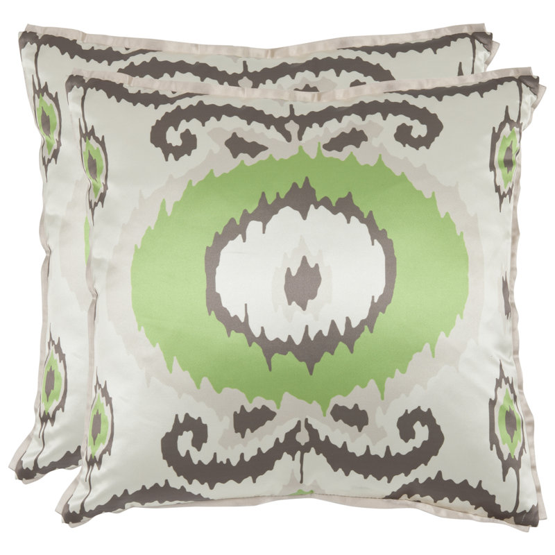 Giselle Lime Green and Taupe Suzani Pattern Pillow Set