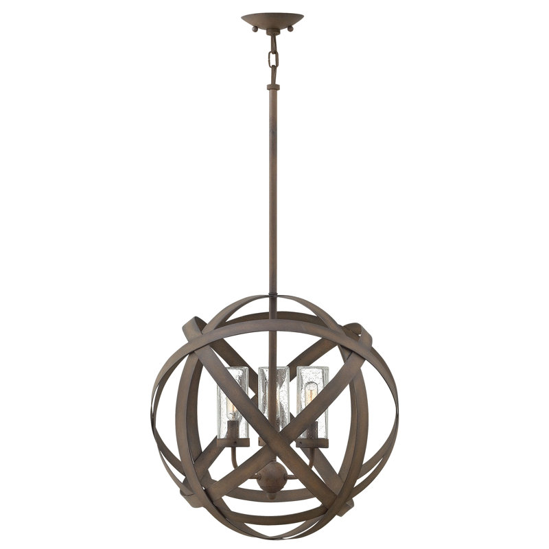 Carson Vintage Iron 3-Light Seedy Glass Globe Pendant