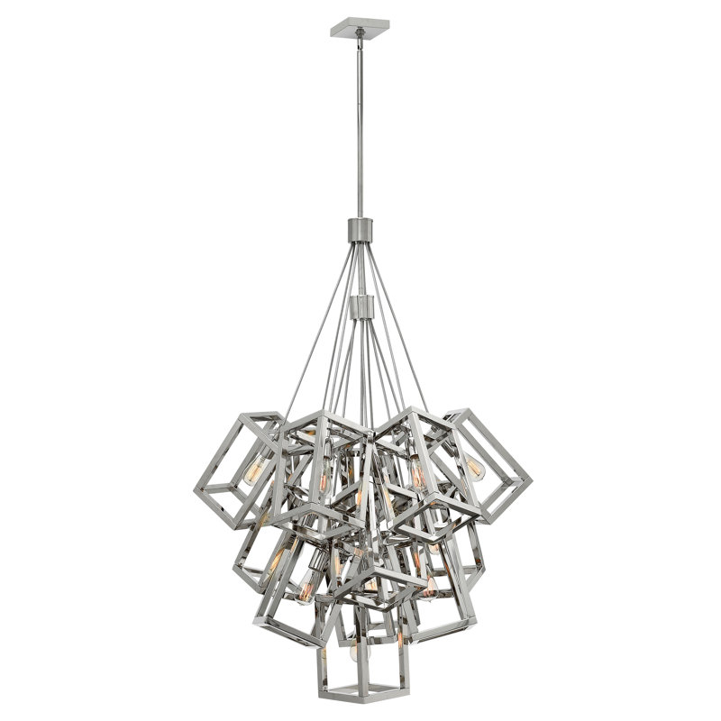 Ensemble Polished Nickel 13-Light Cluster Pendant