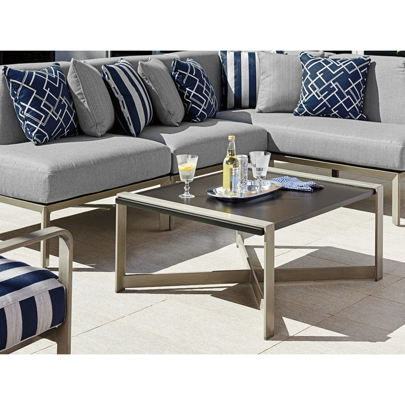 Del Mar 37'' Black and Gray Contemporary Rectangular Cocktail Table