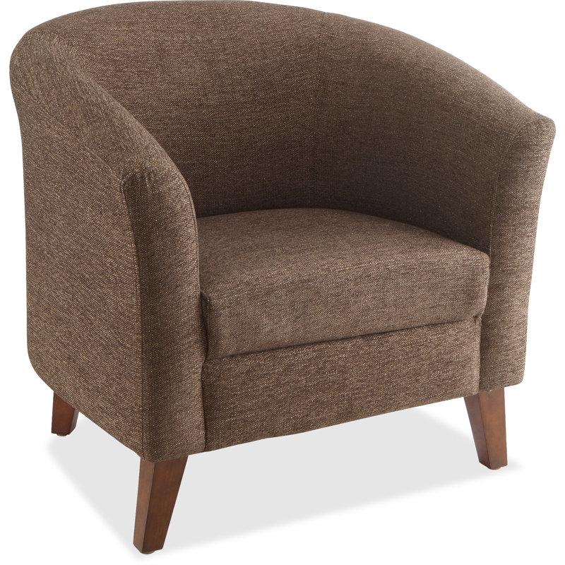 Elegant Black Barrel Armchair with Thick Cushion and Wood Frame