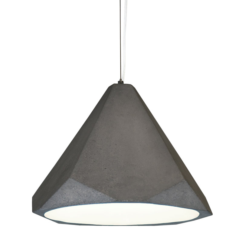 White Concrete Single Pendant Light with Adjustable Length