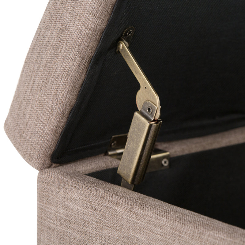 Fawn Brown Polyester Rectangular Storage Ottoman with Edge Stitching