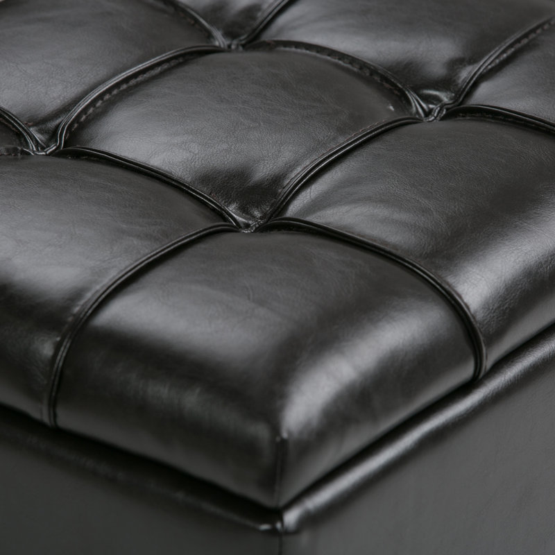 Tanners Brown Tufted Faux Leather Multipurpose Ottoman Set