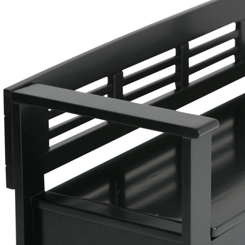 Black Solid Pine 48" Entryway Storage Bench with Backrest