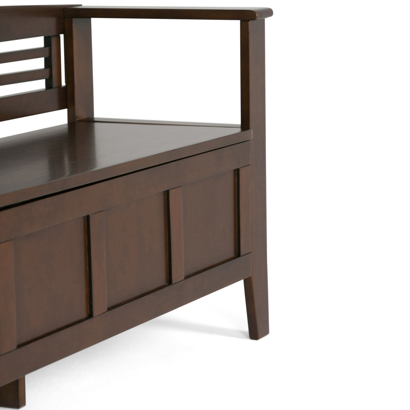 Adams Medium Brown Pinewood Storage Bench with Cut Out Back