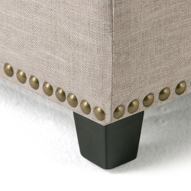 Linen Natural 48" Upholstered Storage Ottoman Bench