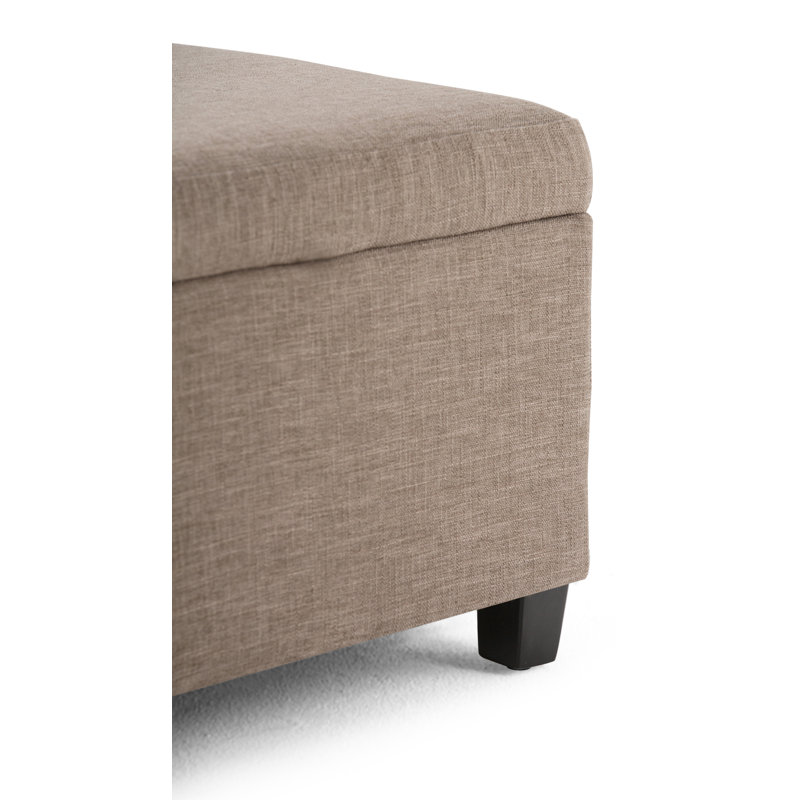 Fawn Brown Polyester Rectangular Storage Ottoman with Edge Stitching