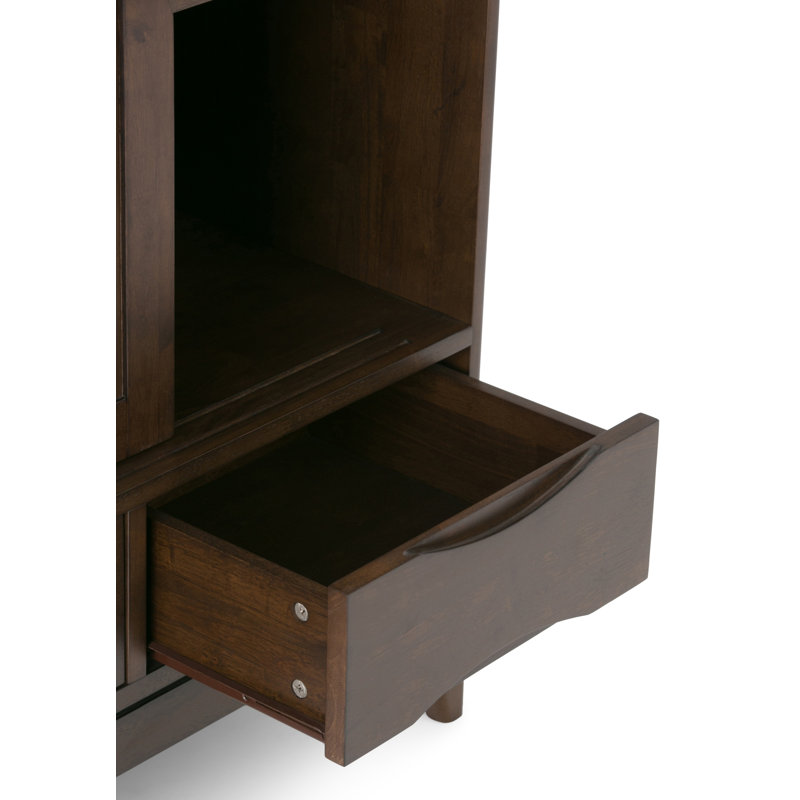 Harper Mid-Century Modern Walnut Brown Solid Hardwood Office Cupboard