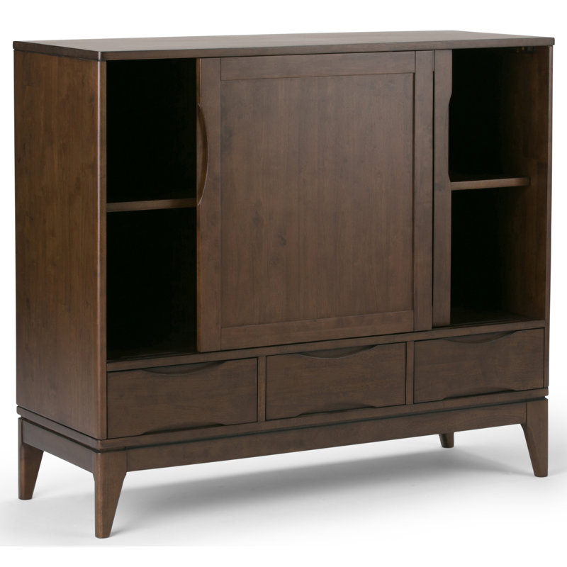Harper Mid-Century Modern Walnut Brown Solid Hardwood Office Cupboard