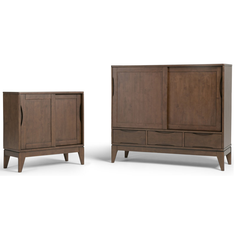 Harper Mid-Century Modern Walnut Brown Solid Hardwood Office Cupboard