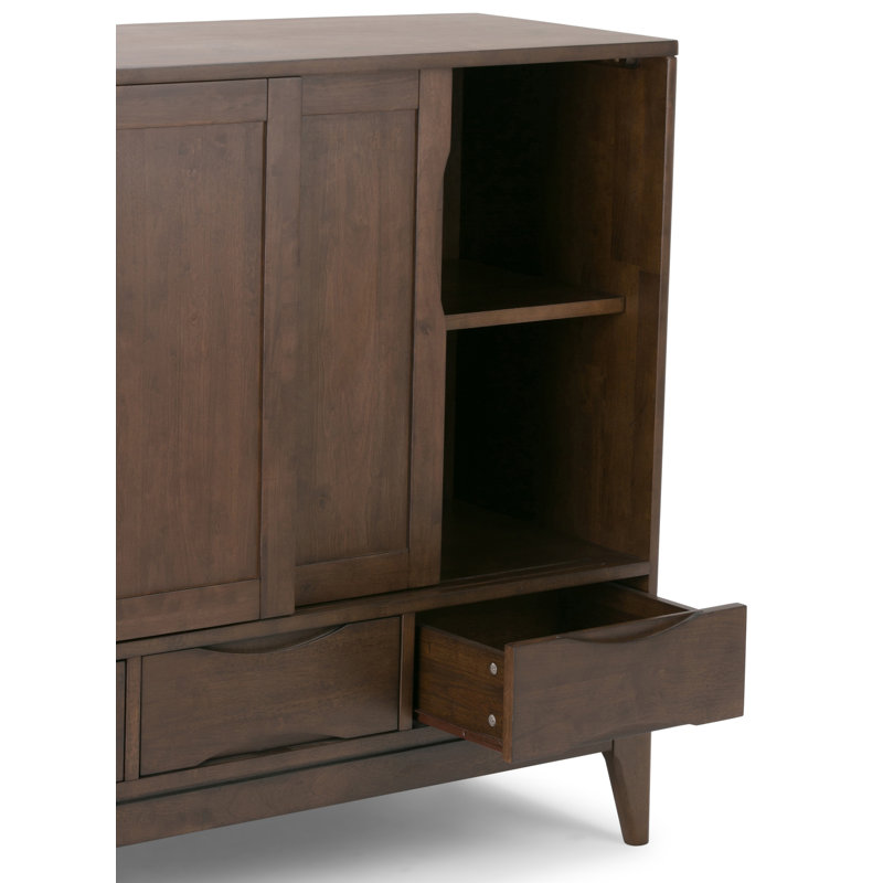 Harper Mid-Century Modern Walnut Brown Solid Hardwood Office Cupboard