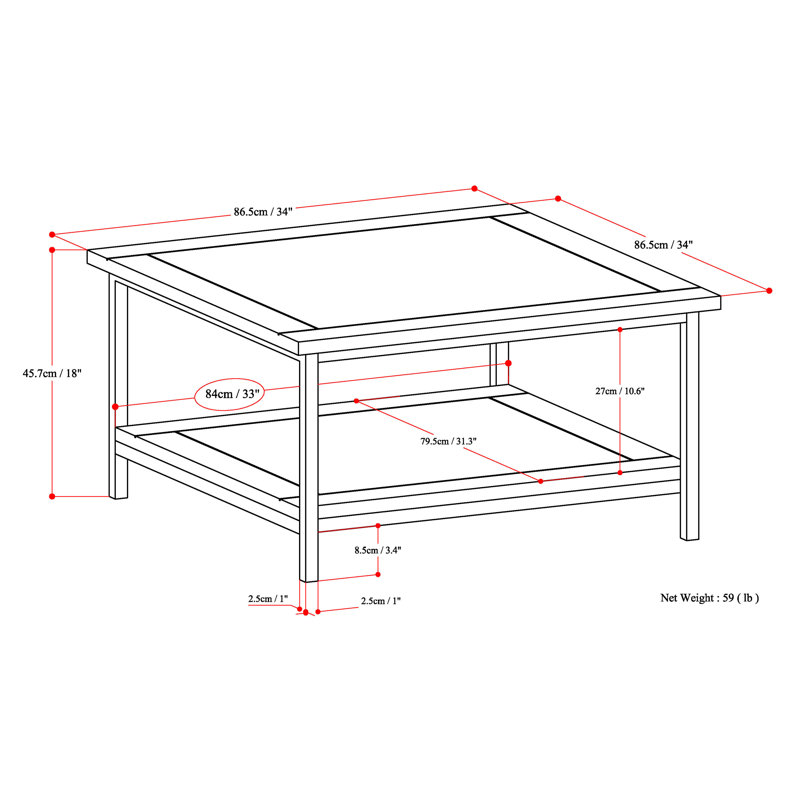 Modern Industrial Black Metal Square Coffee Table with Storage