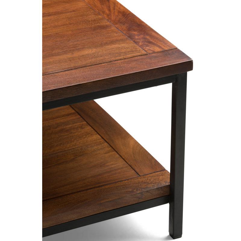 Modern Industrial Black Metal Square Coffee Table with Storage