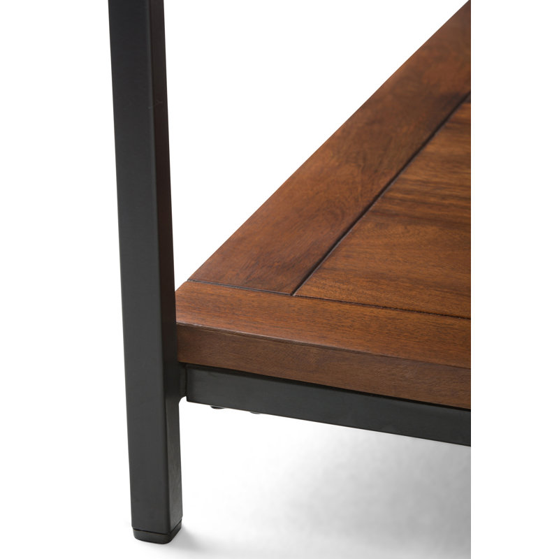 Modern Industrial Black Metal Square Coffee Table with Storage