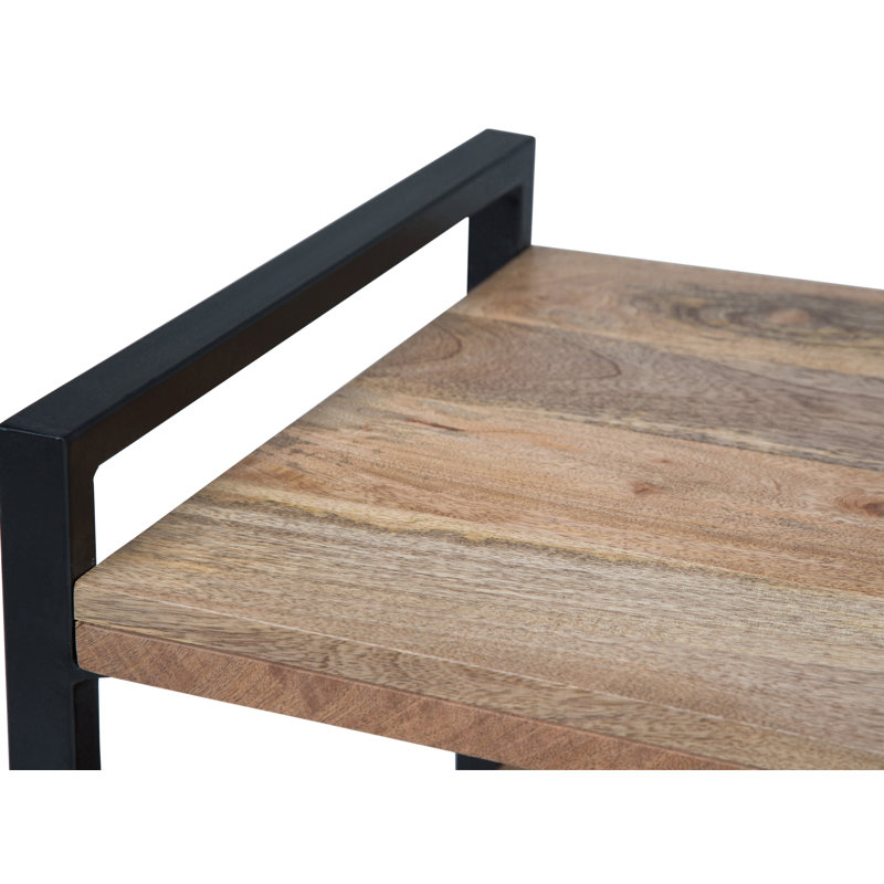 Riverside 60'' Natural Brown and Black Metal Wood TV Cabinet