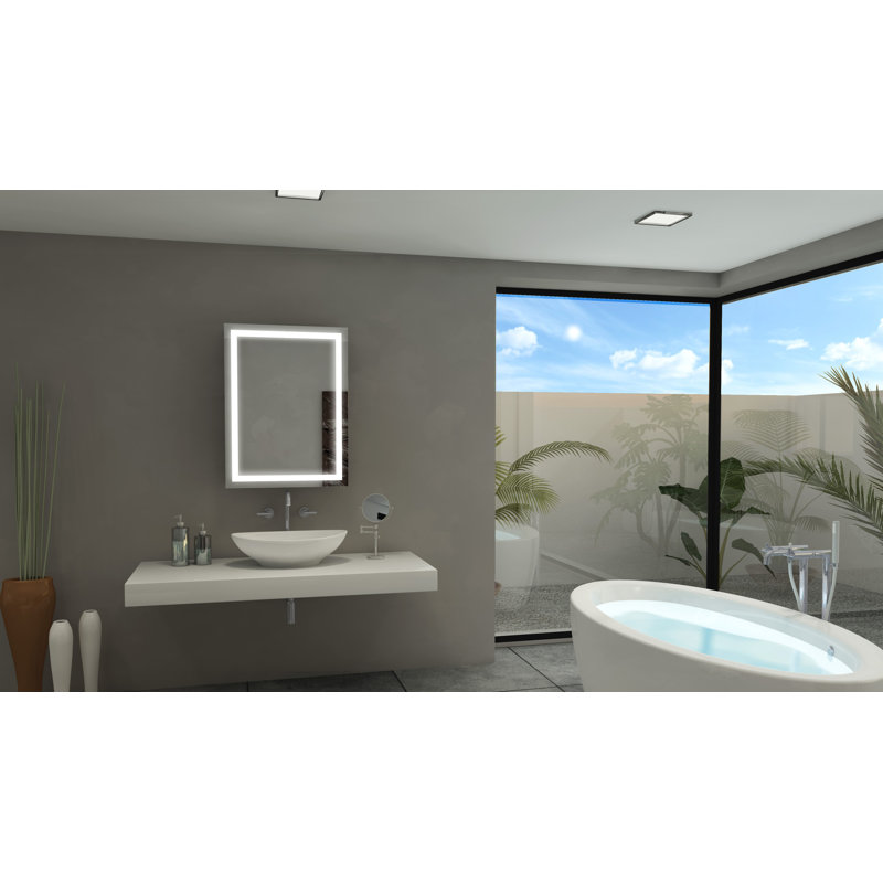 Medium Frameless Rectangular LED Bathroom Vanity Mirror