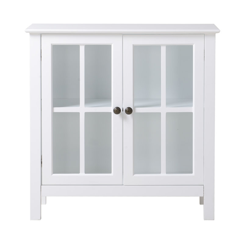 White MDF Glass Door Curio Cabinet with Shelves