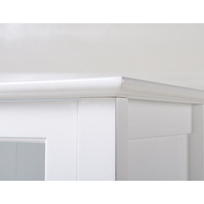 White MDF Glass Door Curio Cabinet with Shelves