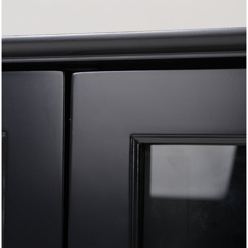 Transitional Black MDF Vertical Curio Cabinet with Tempered Glass Doors
