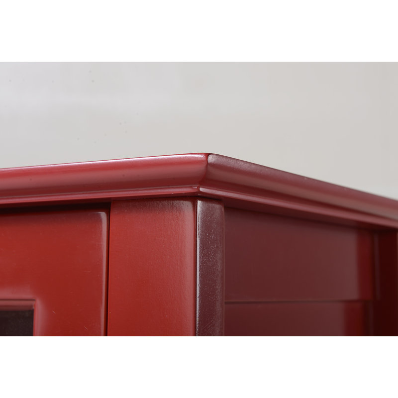 Red Glass Door Lighted Accent Display Cabinet