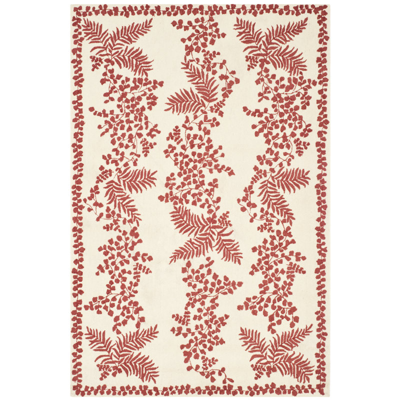 Dahlia Red Hand-Tufted Wool Rectangular Rug - 3'9" x 5'9"