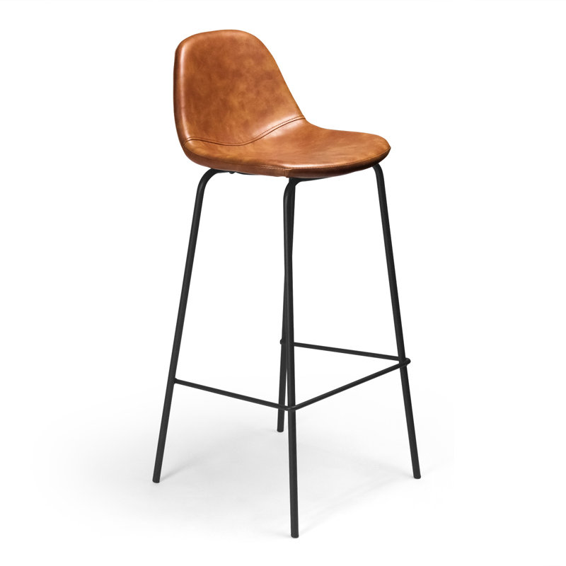 Maxine 30'' Black Matte Metal & Vegan Leather Barstool