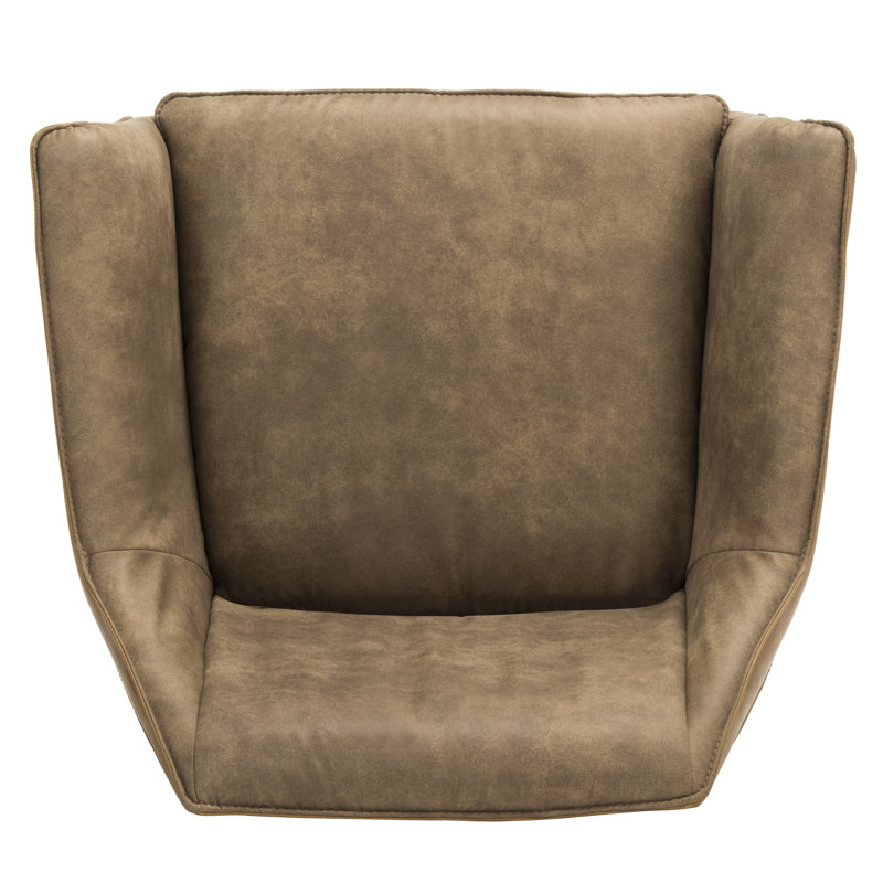 Light Brown Faux Leather Upholstered Armchair with Metal Legs