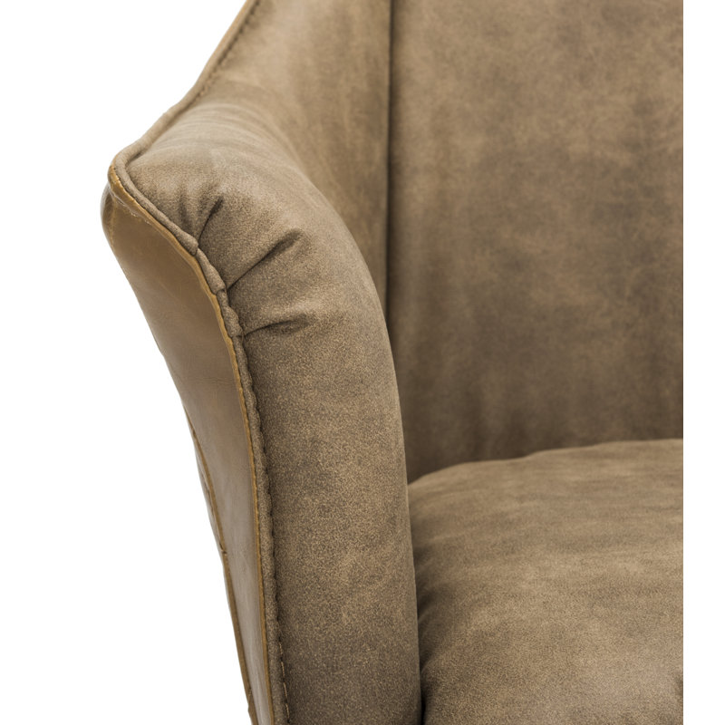 Light Brown Faux Leather Upholstered Armchair with Metal Legs