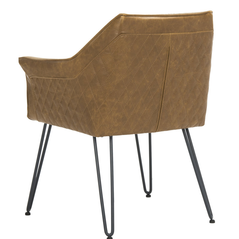 Light Brown Faux Leather Upholstered Armchair with Metal Legs