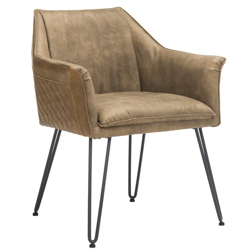 Light Brown Faux Leather Upholstered Armchair with Metal Legs