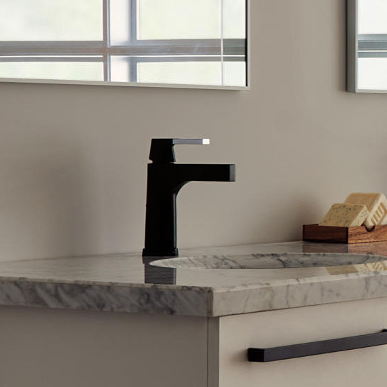Zura Modern Matte Black Chrome Lever Bathroom Faucet