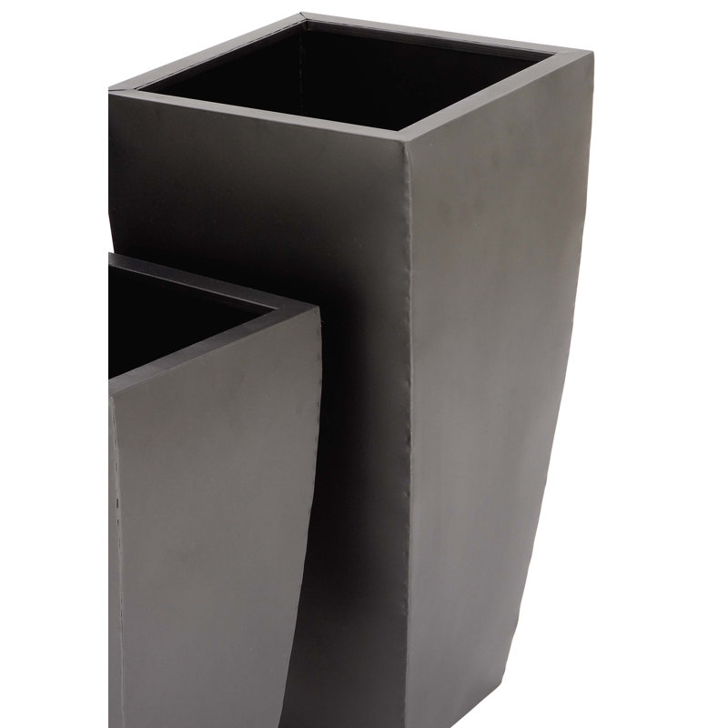 Set of 3 Dark Gray Metal Indoor/Outdoor Planters