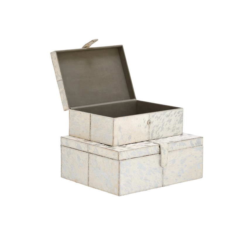 Silver Handmade Rectangular Wooden Lidded Box Set