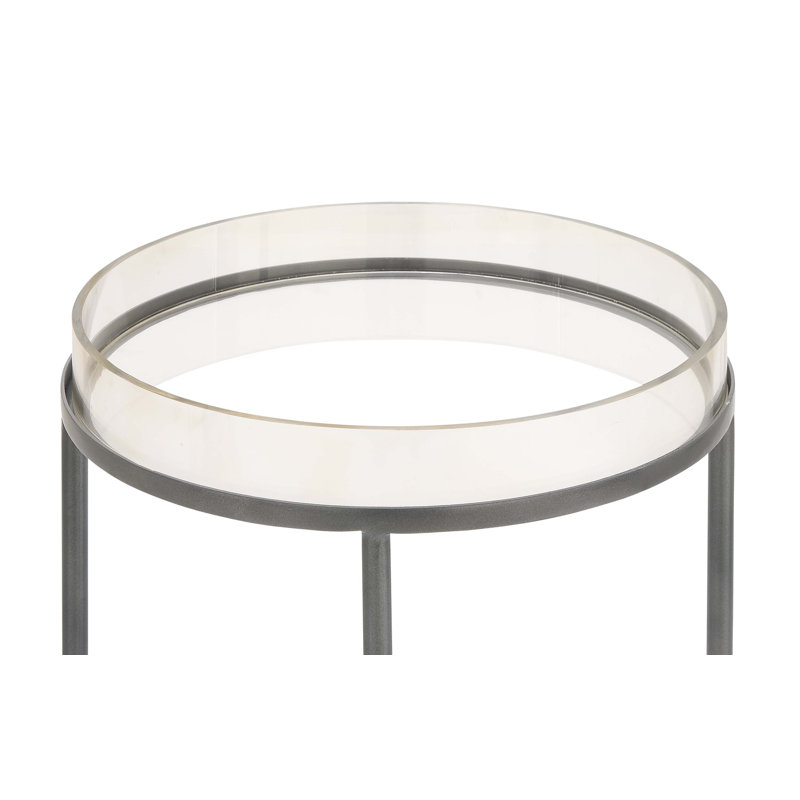 Sleek Round Acrylic Metal 16" Tray Table