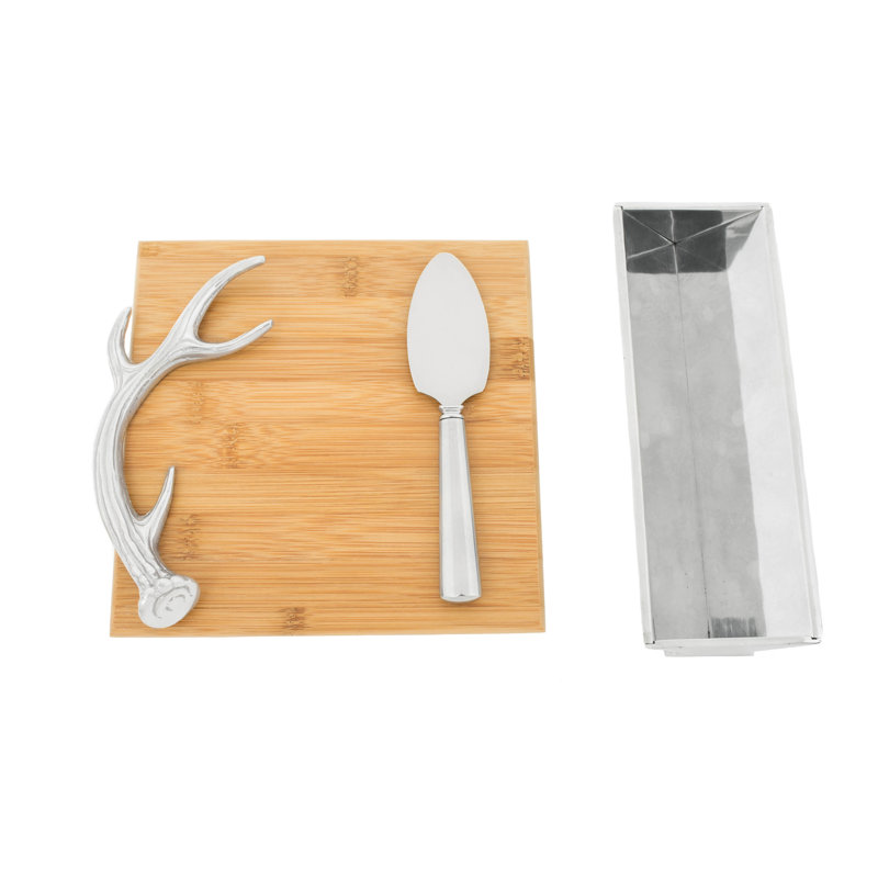 Arthur Court Bamboo and Aluminum Antler Cheese Serving Set